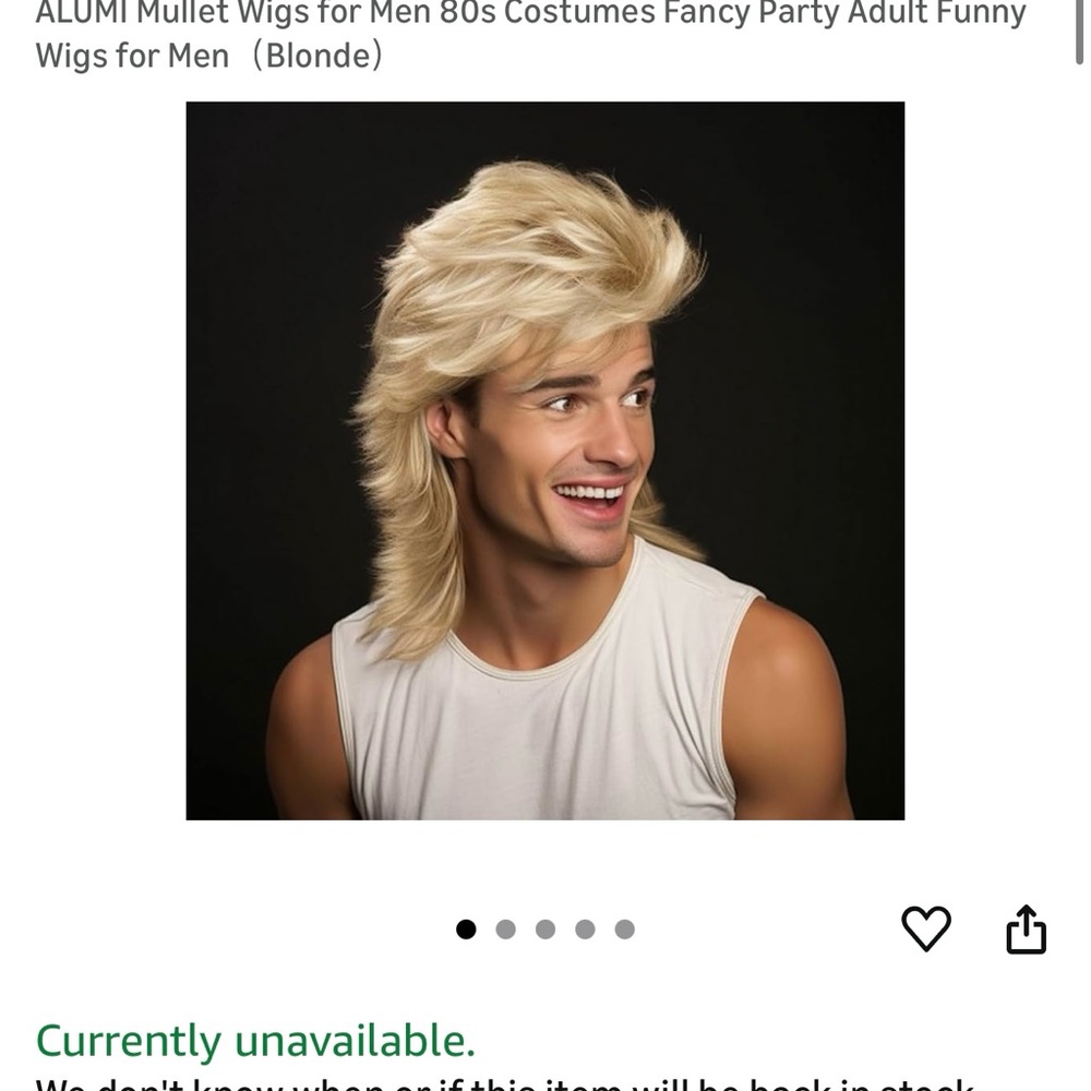 Blonde Mullet Wig for Men